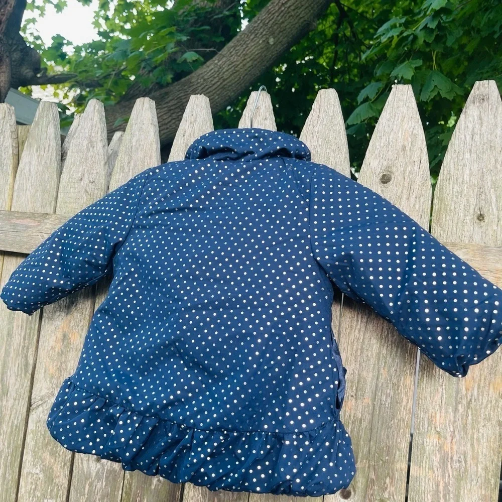 Penelope Mack girls navy blue polka dot jacket